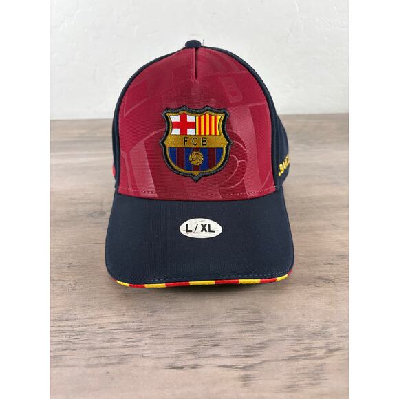 FC Bacelona Futbol Club Red Blue Adjustable Fit Men's L XL Hat Cap NWT - Picture 1 of 8